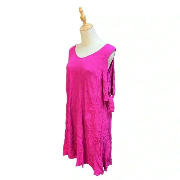 Soft Surroundings Cold Shoulder Destin Dress Fuchsia Pink Size L - Picture 3 of 8